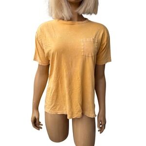 Old Navy Pocket Tee Mineral Wash Mustard Yellow Grunge Skater Casual Size M